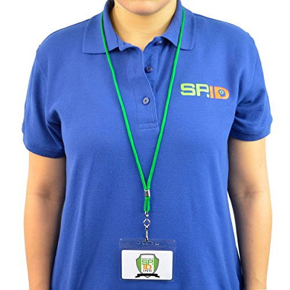 25 Pack of Premium Name Tag Badge Holders with Lanyards (Horizontal) by Specialist ID (Green)