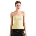 thumbnail image 2 of Camiseta de tubo SUUKSESS para mujer con doble forro lateral, color amarillo pálido, 2 of 6