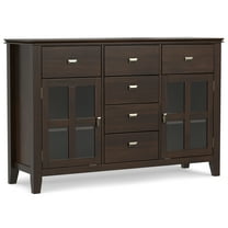 Artisan 54 inch Wide Solid Wood Transitional Sideboard Buffet in Dark Chestnut Brown