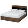 thumbnail image 6 of Baxton Studio Christopher Modern and Contemporary Rustic Walnut Brown Finished Wood Queen Size Platform Bed with Shelves, 6 of 7