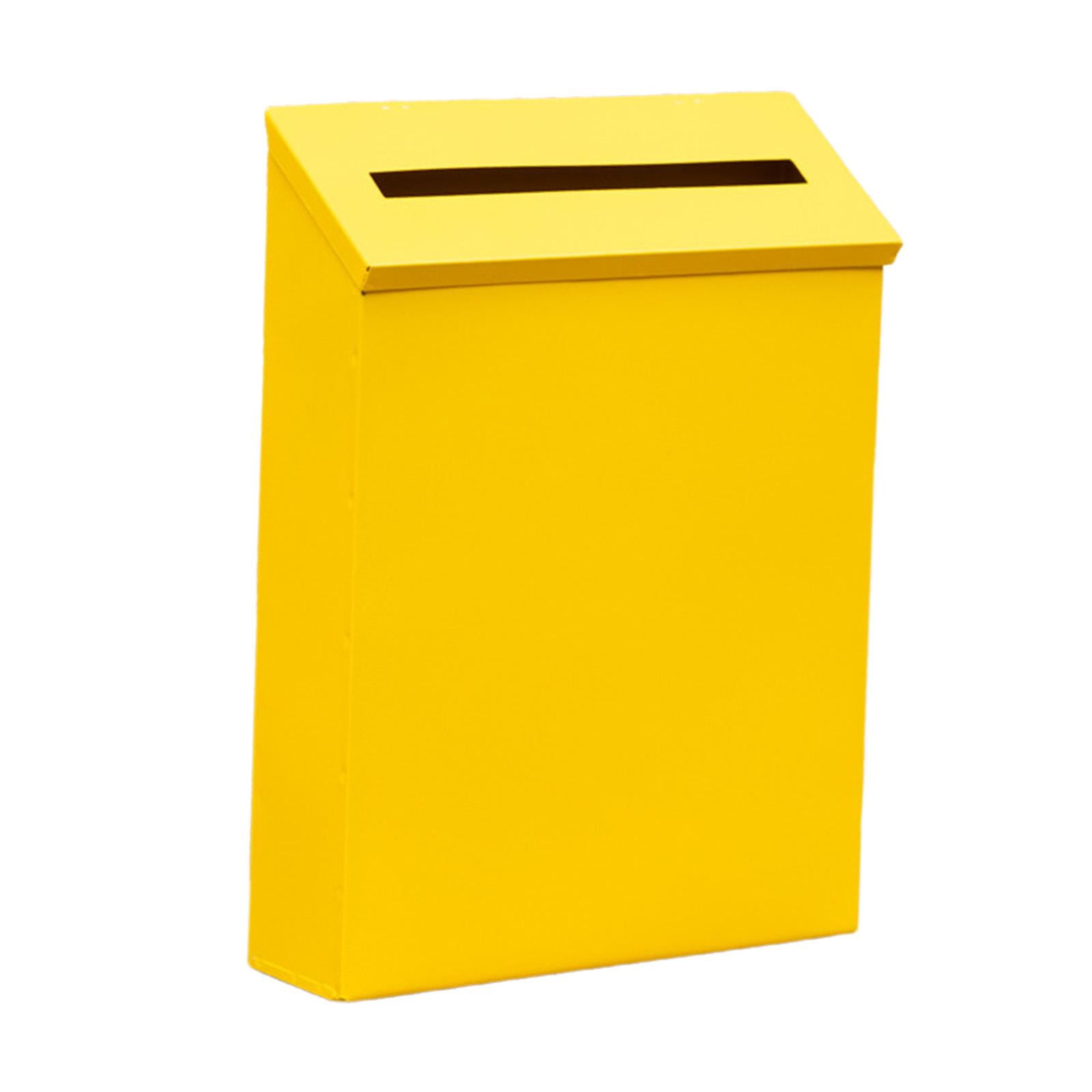 Wall Mount Mailbox Drop Box Newspaper Holder Box Decorative Rainproof Letterbox Metal Postbox for Home Office Outdoor Gate Decoration Yellow