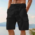 thumbnail image 6 of Lumtrix Men's Cargo Shorts Casual Cotton Drawstring Short Elastic Waist Baggy Work Pants with Multi Pockets Black 3XL, 6 of 6