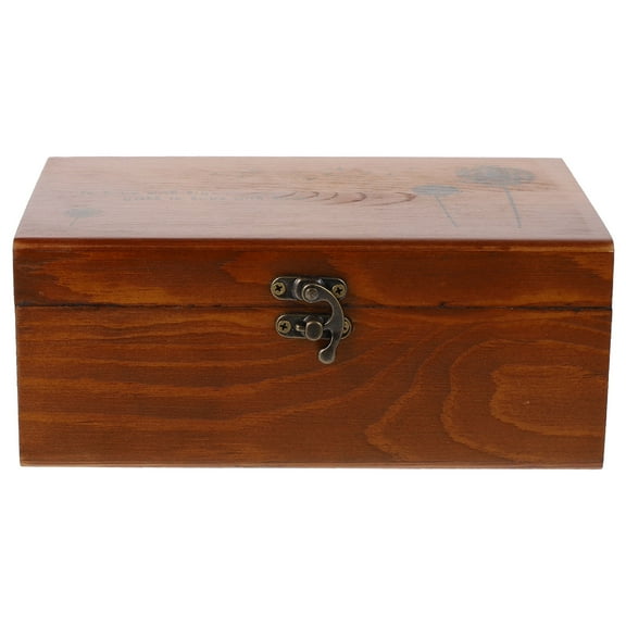 LOLIPPYY Sewing Tool Box Coffee Color with Ironware Lock and Clear Pattern for Hand Stitching Supplies