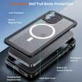 thumbnail image 6 of Magnetic for iPhone 12 Waterproof Case,[Built-in Screen Protector][IP68 Underwater][15FT Military Dropproof][Compatible with MagSafe] Full Body Heavy Duty Shockproof Phone Case-Black/Clear, 6 of 14