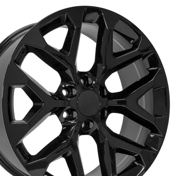 OE Wheels CV98B 22x9 Snowflake Wheels - Gloss Black 22 Inch Rims, 6x139.7 Wheels - Optional TPMS & 285/45R22 Tires and Rims Packages - Fits GM Trucks & SUVs (Single Rim)
