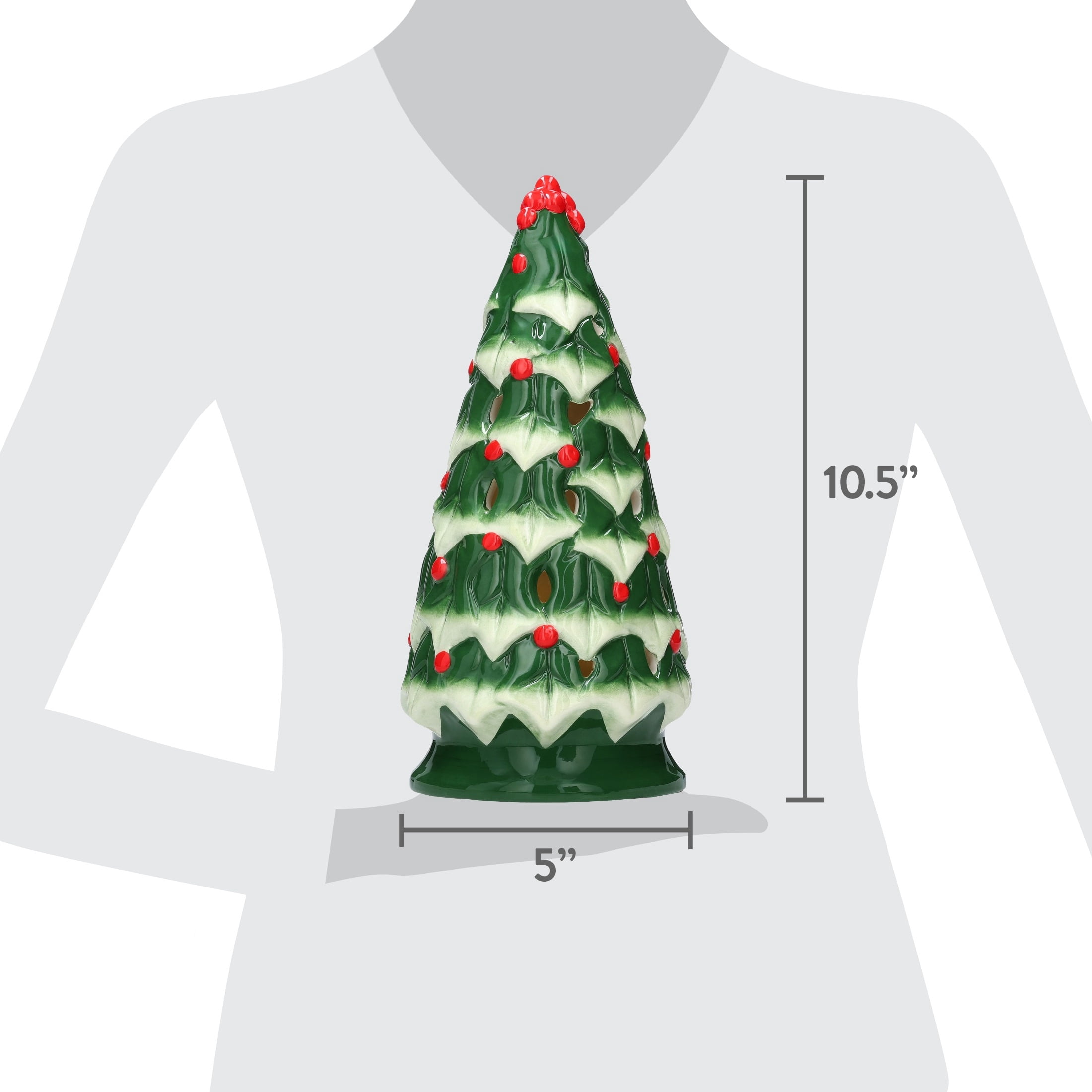 Ceramic Light-Up Tree Christmas Decoration, Multicolor, 10.3", by Holiday Time