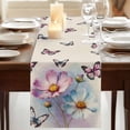 thumbnail image 3 of Table Runners 70 Inches Long Dress Scarves, Pink Blue Floral Farmhouse Coffee/Dining/Kitchen Table Decor, Holiday Table Runner, Butterflies Retro Oil Painting 13x70 Inch, 3 of 9