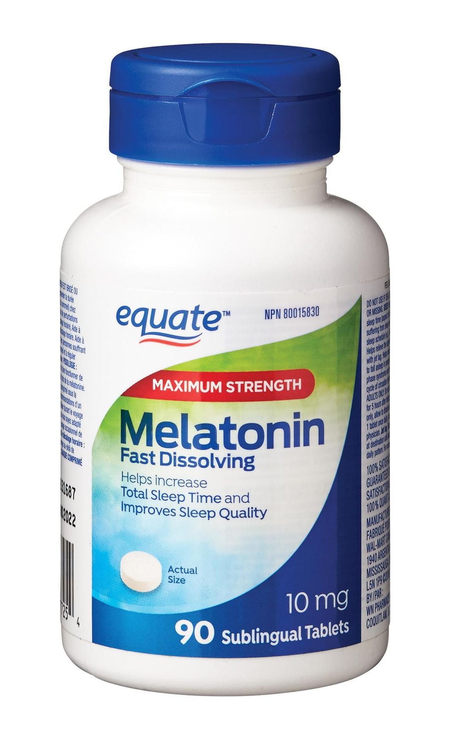 Equate Maximum Strength Melatonin 10 mg, 90 Sublingual Tablets