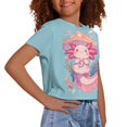 thumbnail image 4 of Uourmeti Girl Axolotl Shirt Size 5-6 Summer Short Sleeve Crop Top Mushroom Casual Crew Neck Pullover Lightweight Loose Sports T-Shirt, 4 of 6