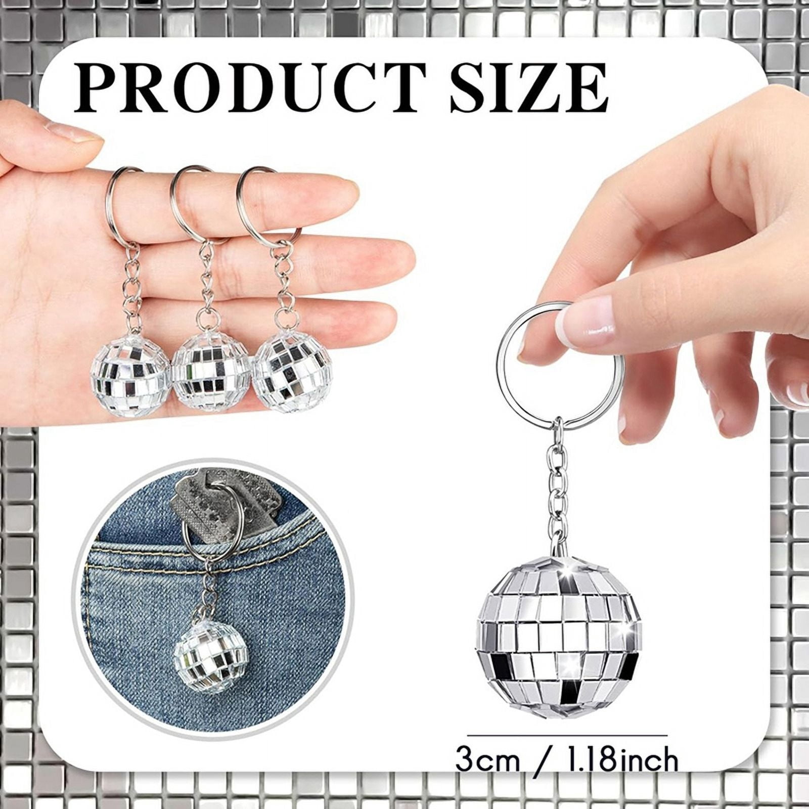 150Pcs Mini Disco Ball Keychain, Mirror Disco Ball Bulk Keyring Party Favors for 70s 80s Disco Party Supplies