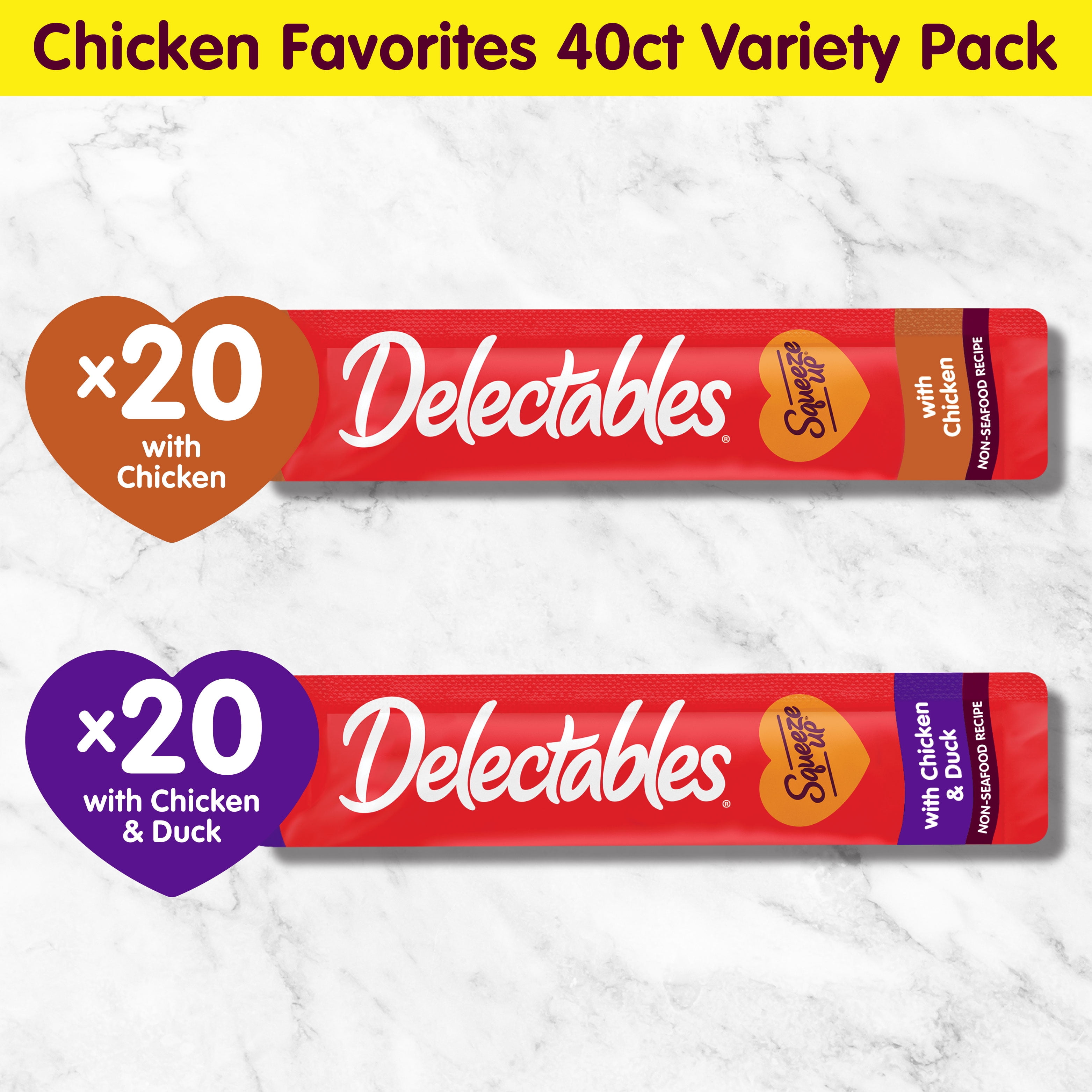 Delectables Squeeze Up Non-Seafood Chicken Variety Pack Lickable Cat Treats, 0.5-oz tube, 40 count