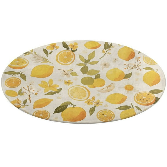 Various Fruits Floral Medallion Round Rug - Small Round Area Rug, Soft Non-Slip Machine Washable Bedroom Mat Indoor Accent Entry Carpet for Office Desk Dorm Hallway
