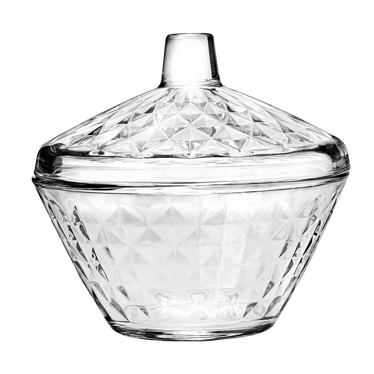 ComSaf Glass Candy Dish with Lid Decorative Candy Bowl Crystal Covered Candy  Jar