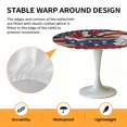 thumbnail image 2 of Elastic Fitted Round Tablecloth, American Flag Waterproof Stretch Table Cover for 45"-54" Tables, Blue Red USA Flag Eagle Wreath Washable Outdoor Tablecloths for Patio, Picnic, Camping, 2 of 9