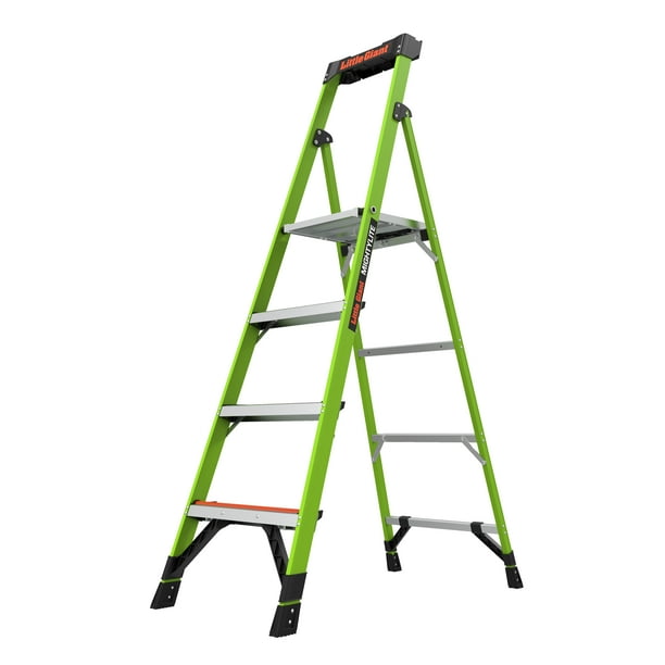 Little Giant MightyLite, M6 ft, 300 lbs. Rated, Fiberglass, 4 Step Platform Ladder