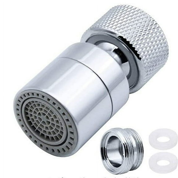 360° Swivel Faucet Aerator with Dual Water Modes – Universal Brass Tap Adapter, Splash-Proof, Water-Saving Nozzle for Kitchen or Bathroom Sink, Silver