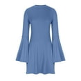 thumbnail image 5 of RYDCOT Casual Fall Dresses for Women 2024 Trendy Long Sleeve Flared Sleeve Dare To Dance Mini Dress Casual Solid Color Date Night Dresses, 5 of 5