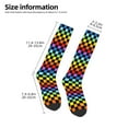 thumbnail image 2 of Naloa Rainbow Chequerboard Thigh High Socks Extra Long Stretchy Sock Women Over Knee High Opaque Stocking Daily Wear, 2 of 6
