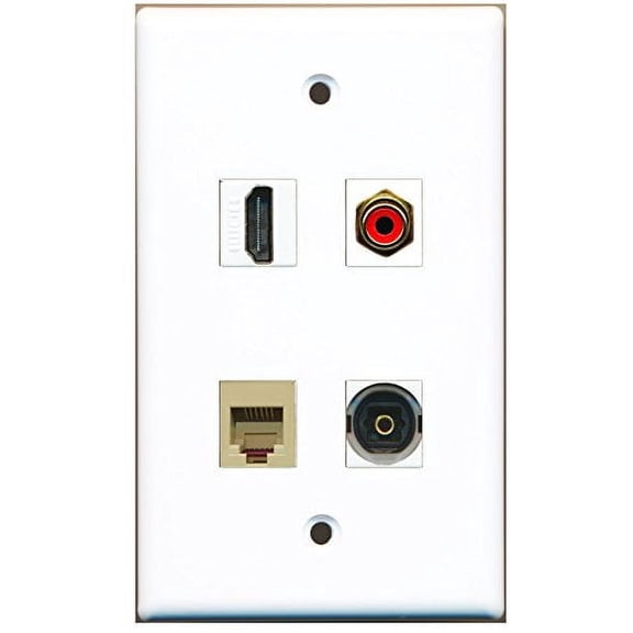 RiteAV - 1 Port HDMI 1 Port RCA Red 1 Port Phone RJ11 RJ12 Beige 1 Port Toslink Wall Plate