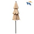 thumbnail image 3 of 9FT 3-Tiers Outdoor Patio Umbrella, Market Round Umbrella with Crank & Tilt and Wind Vents, Outdoor Garden Umbrellas for Garden Deck Swimming Pool, Tan, 3 of 6