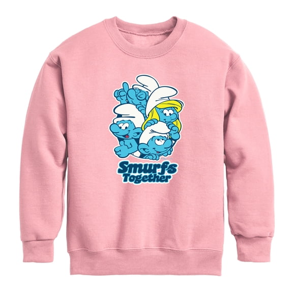 Smurfs - Together - Youth Boys Crew Fleece Sweatshirt