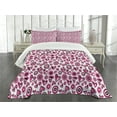 thumbnail image 3 of Ambesonne Love Quilted Bedspread Set 3 Pcs, Pink Hearts and Circles, King Size, Pink Black White, 3 of 5