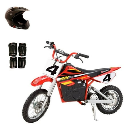 Razor MX500 Dirt Rocket Electric Moto Bike with Helmet, Elbow & Knee