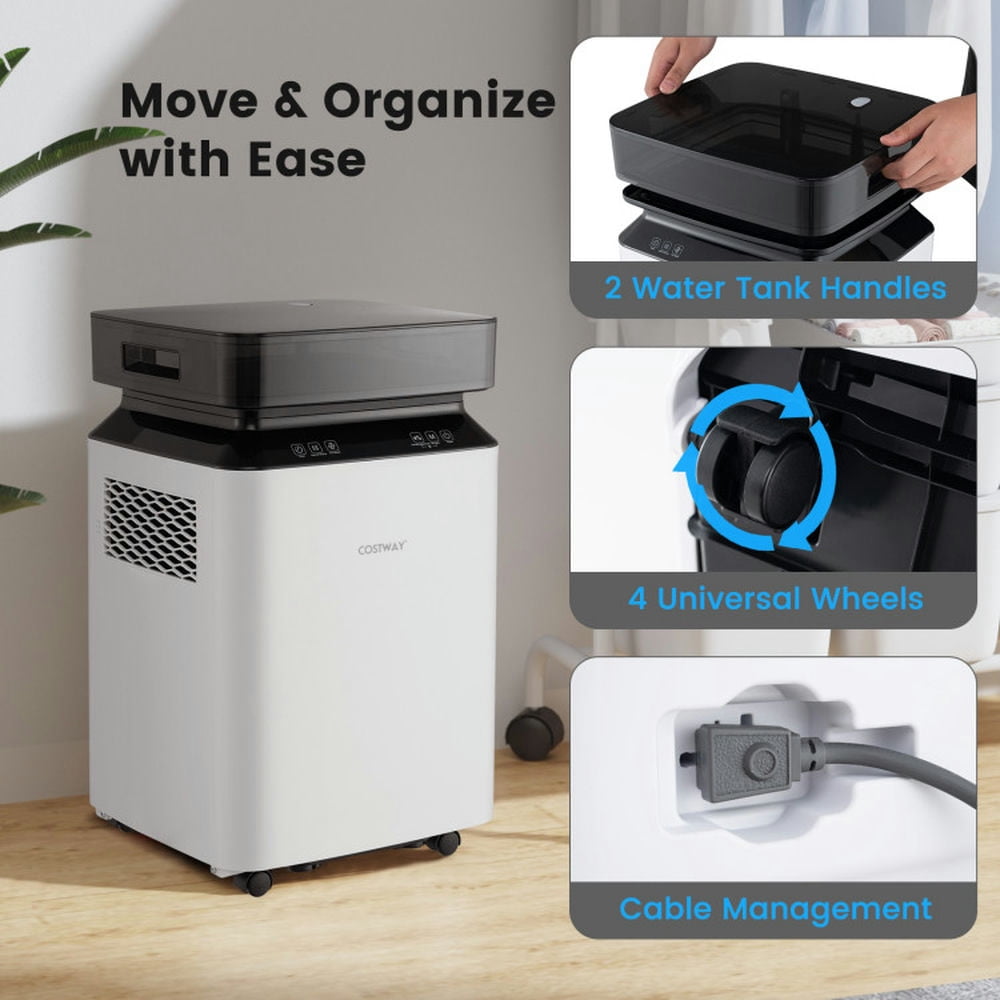 Topcobe 90 Pint 4500/6000 Sq. Ft Dehumidifier with Continuous and Auto Mode for Home Dorm