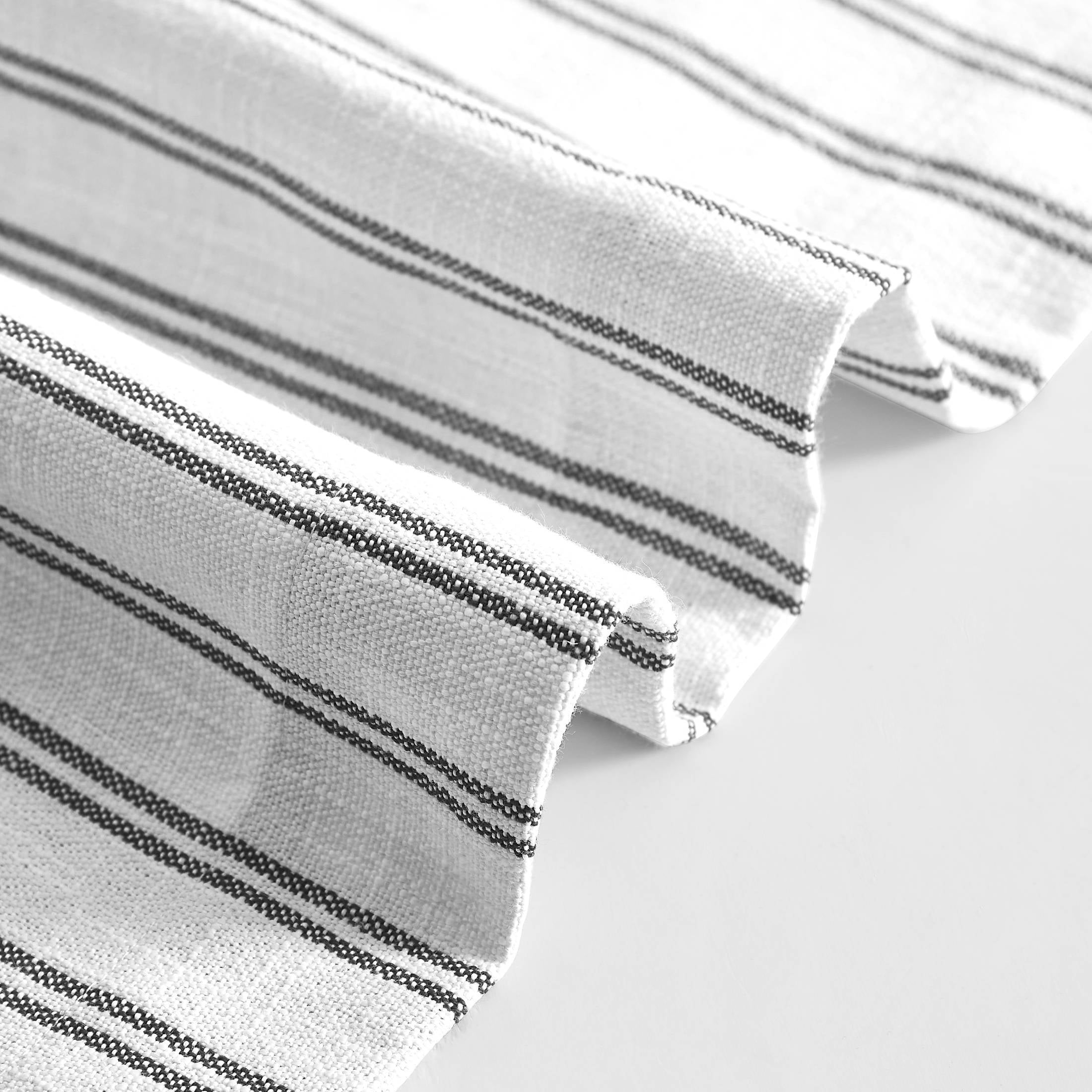 AZZCIA Black Striped Linen Semi Sheer Grommet Curtain Panels, 2 Panels, 40"W x 95"L