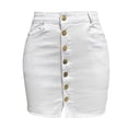 thumbnail image 5 of Fgnfyis Women's Elegant and Alluring Fashionable Solid Color Denim Skirt Bodycon Fit Metal Button Mini Skirt Casual Skirt White XL, 5 of 6