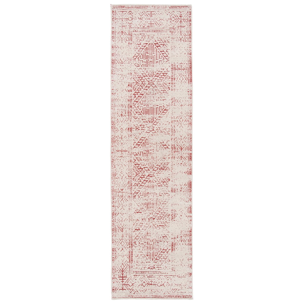 SAFAVIEH Classic Vintage Charlie Diamond Polyester Area Rug, Beige/Red, 6' x 9'