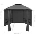thumbnail image 3 of vidaXL 141.7in x 122.8in Pavilion Gazebo, Water-Resistant Roof And Curtains, 3 of 9