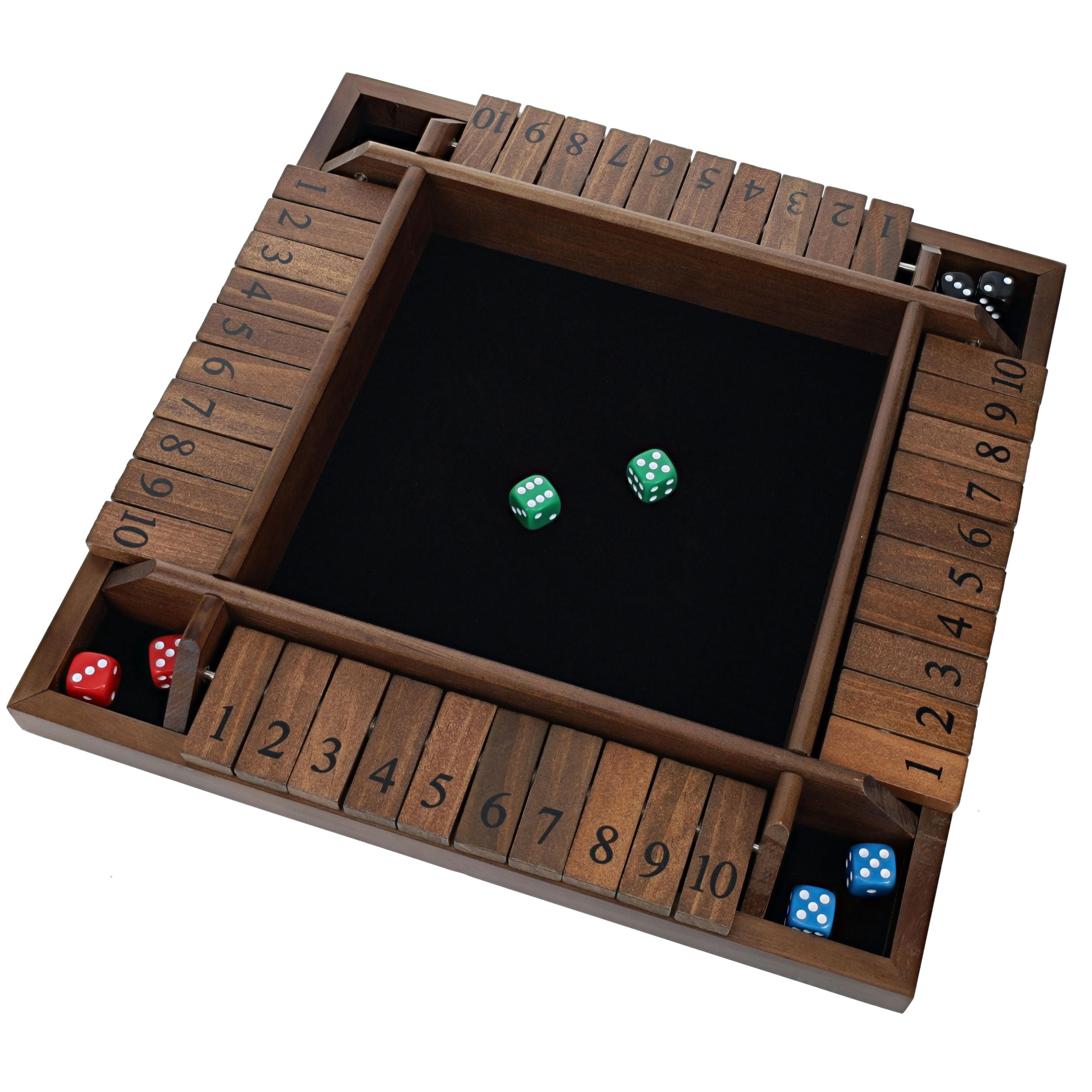 WE Games 4 Player Shut The Box Dice Game Solid Hardwood Walnut Stained 14 in.