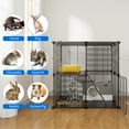 thumbnail image 2 of Dextrus 2-Tier Cat Cage,Indoor Pet Cage,DIY Pet Playpen Metal Kennel for 1-2 Cats, Ferrets, Chinchillas, Rabbits, Small Animals, Kittens,Travel and Camping, 2 of 5