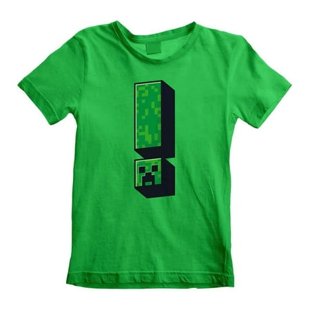 

Children s Minecraft Creeper Exclamation Green Crew Neck T-Shirt: 12-13 Years