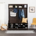 Prepac Entryway 60" Wide Hall Tree with 24 Shoe Cubbies, Espresso
