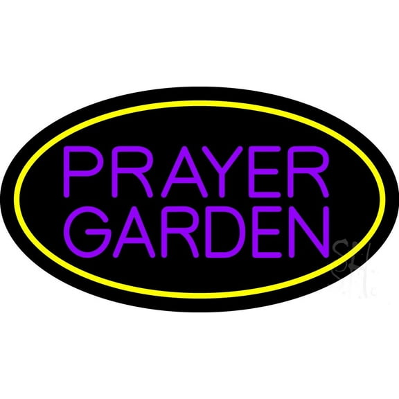Purple Prayer Garden LED Neon Sign 13 x 24 - inches Black Square Cut Acrylic Backing, with Dimmer - Premium built indoor Sign for Home décor, Event, Religious place, Store interior.