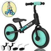 TSJUN Kids Balance Bike Training Height Adjustable Bicycle for Toddler 2-5 Years Old Kid Bike with Pedals and Training Wheels