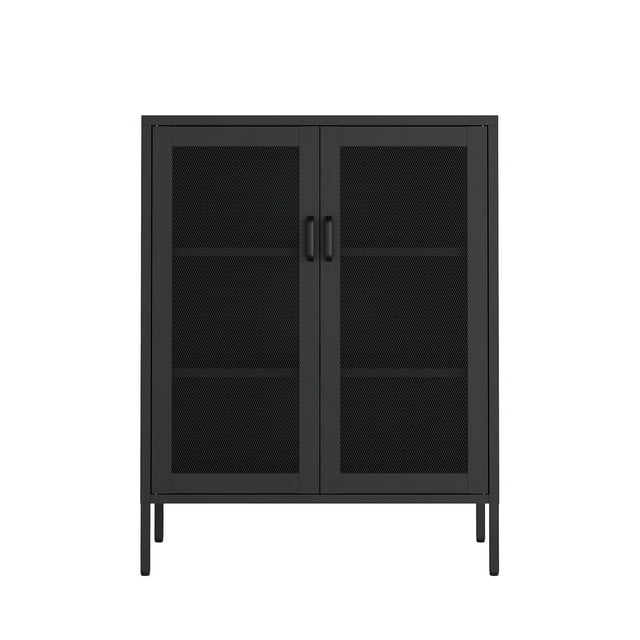 Amelia Armoire d'Appoint Moderne 31,5 avec 3 Tablettes Ajustables, Noire