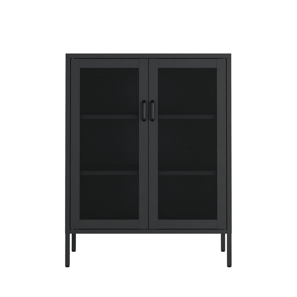 Amelia Modern 31.5 Accent Cabinet with 3 Adjustable Shelves in Black