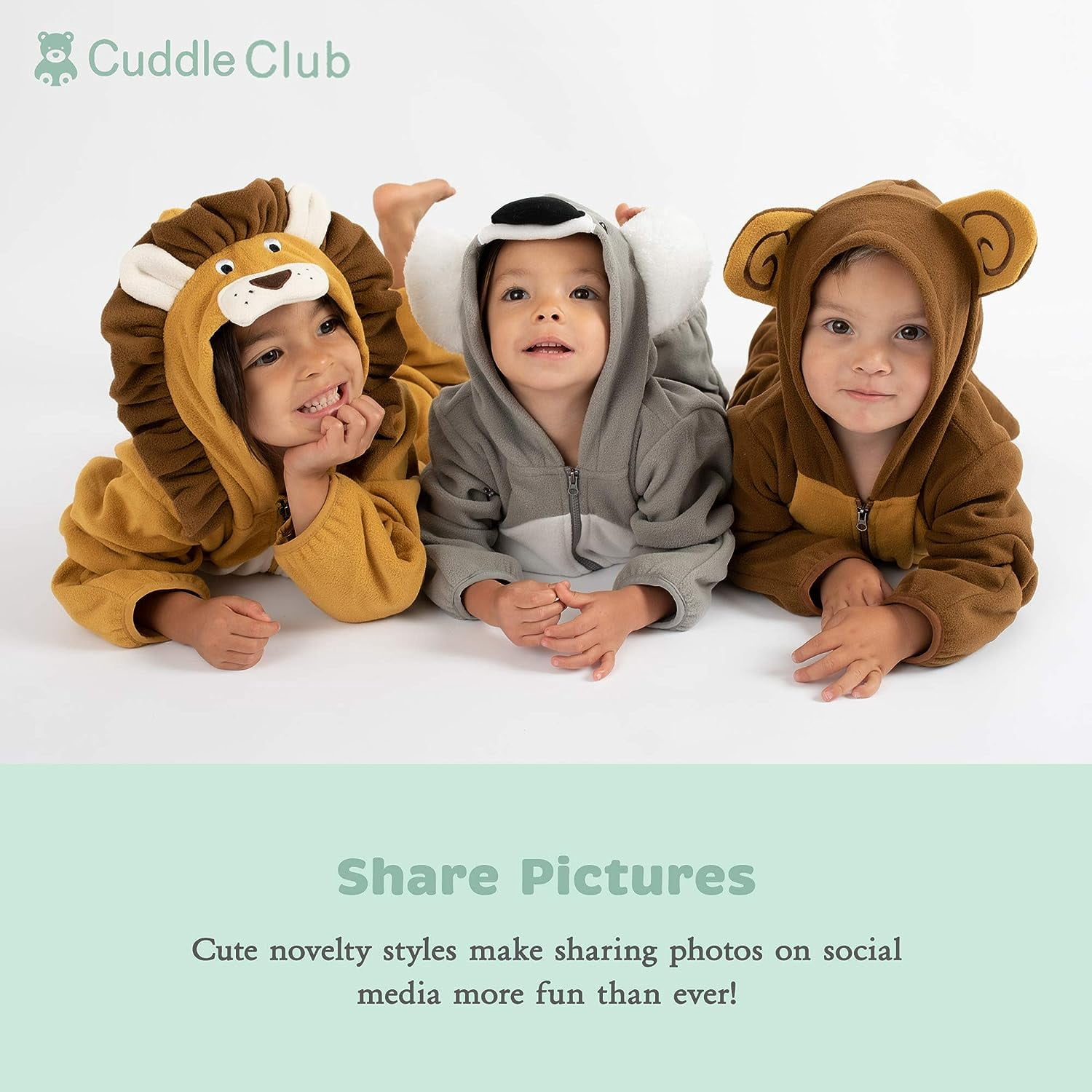 Cuddle Club One Piece Romper Hooded Fleece Onesie Jumper for Baby, Brown Bear 18-24 Mos