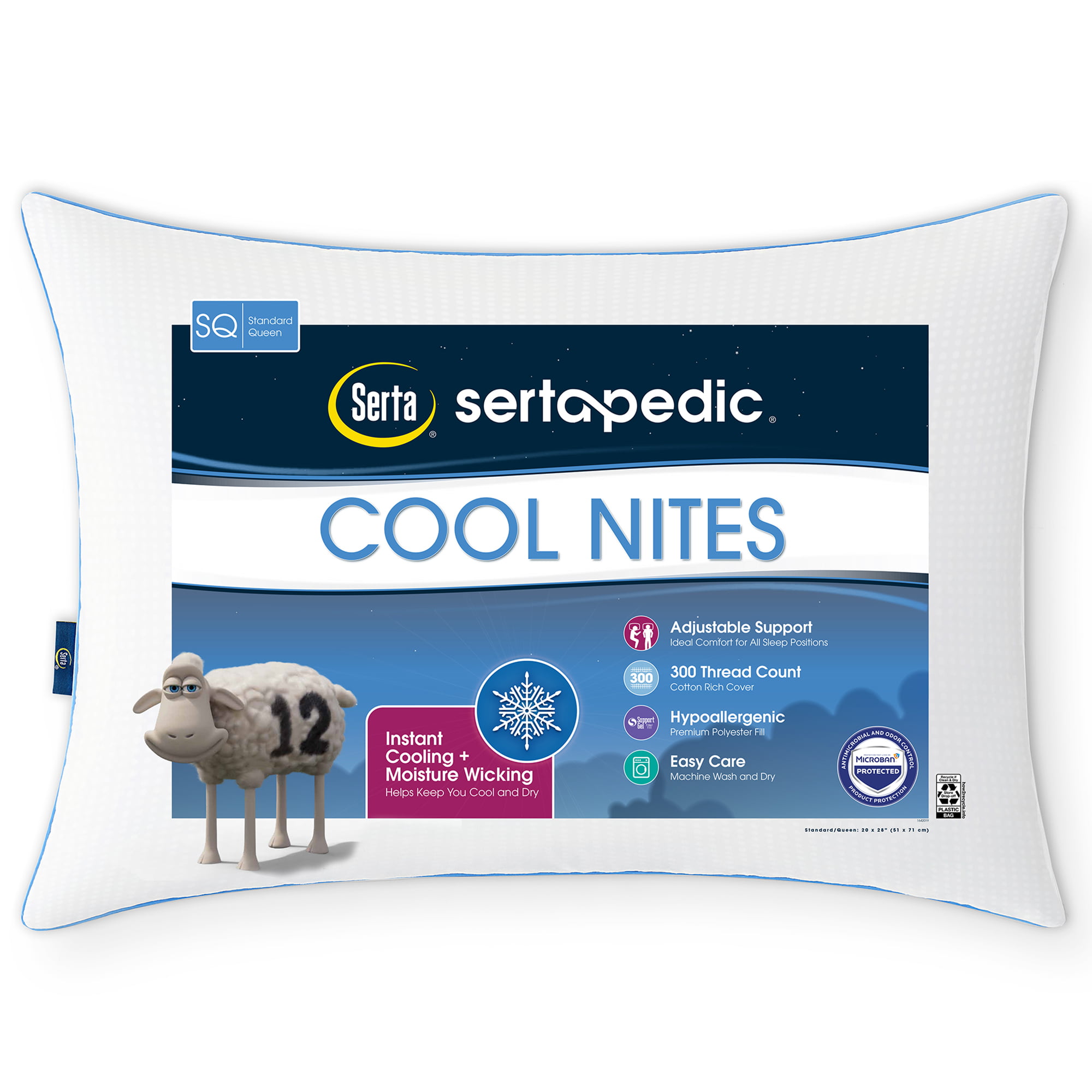 Sertapedic Cool Nites Bed Pillow, Standard/Queen photo