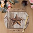 thumbnail image 3 of Vintage Texas Star Wooden Round 15 Inch Placemats Set of 8, Farmhouse Berry Country HeatResistant Non Slip Place Mats for Dining Table, Wipeable Braided Kitchen Table Mats for Housewarming, 3 of 9