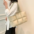 thumbnail image 4 of Diconna Women's Tote Shoulder Bags Square Bread Grid Rebound Soft Strap Large Capacity Zip-Up Bags, 4 of 8