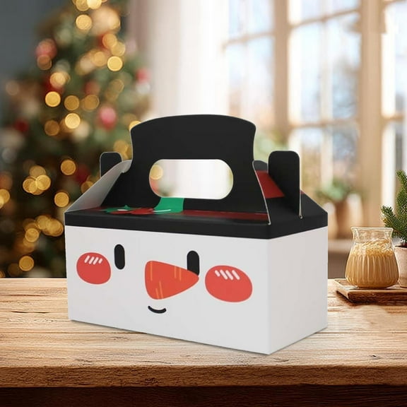 Christmas Cookie Boxes 4 Pack Christmas Gift Boxes for Cookies and Cakes with Handles, Holiday Treat Boxes for Baking Pastries Party Favors and Festive Gift Giving Presentation