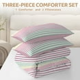 thumbnail image 5 of BlessLiving Pink Stripe Comforter Set, Queen Bedding Sets 3PCS Kids Bedding Set for Girls, 5 of 7