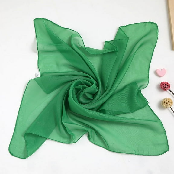 ERDOUY Elegant Personalized Scarf, Summer Chiffon Solid Color Square Scarf Simulation Silk Scarf, Scarf Decoration Scarf (Green)