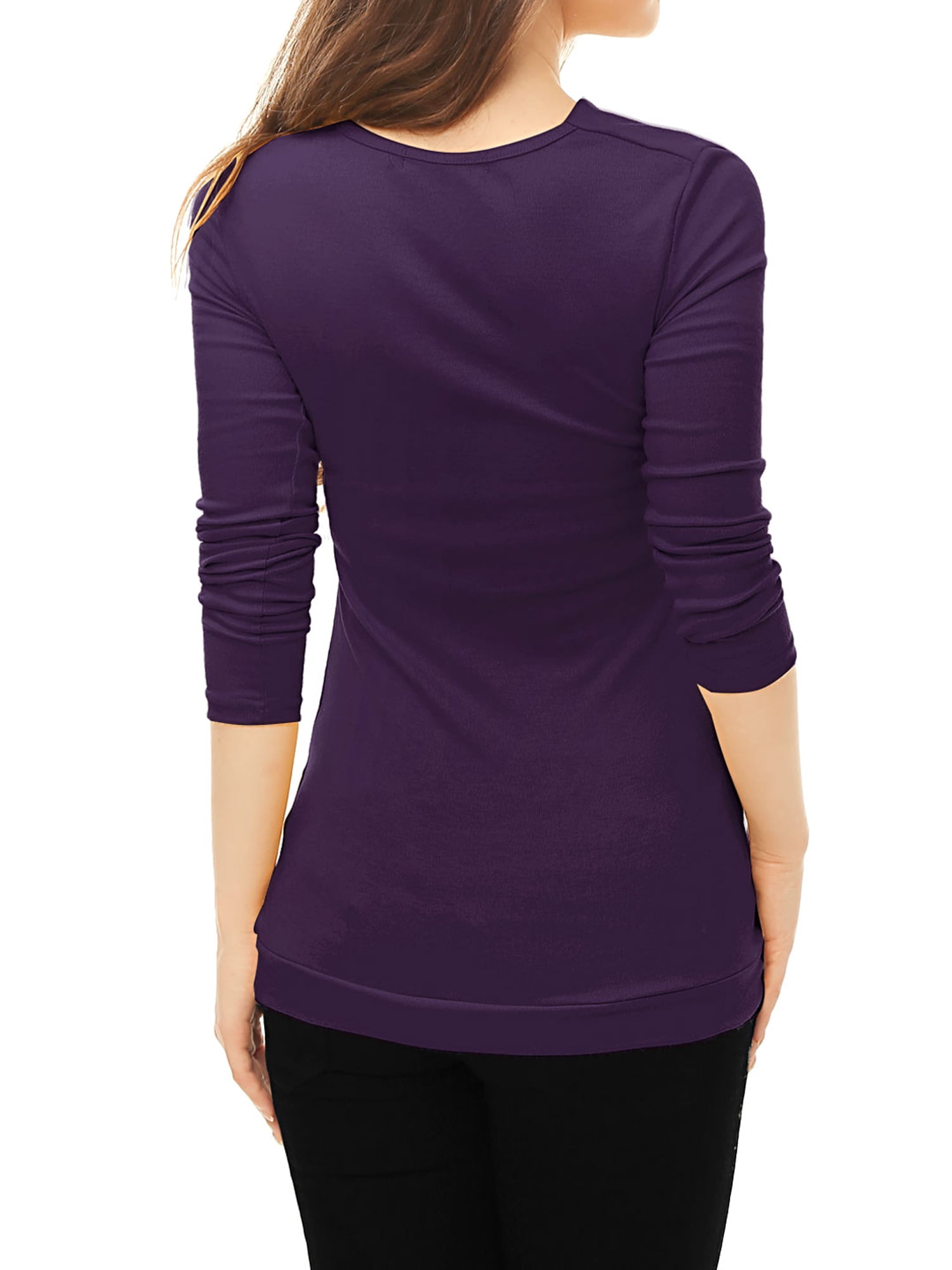 DARING DIVA Women's Cowl Neck Side Ruched Tunic Top M Purple