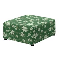 Xoenoiee Green Shamrock Music Note Print Ottoman Cover Waterproof Square Ottoman Covers Thick Slipcover for Living Room, Washable Storage Footstool Furniture Protector for Dogs, Pets, L