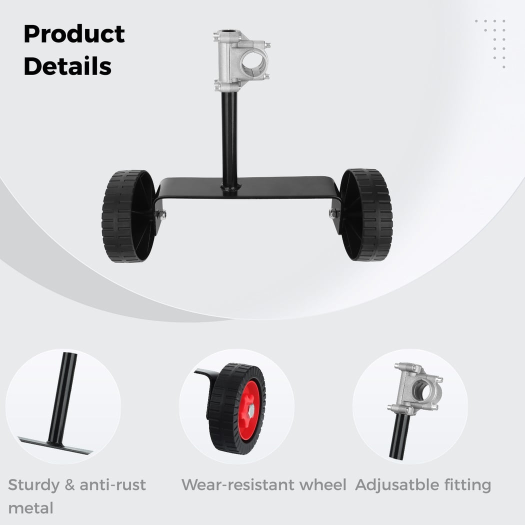 Weed Wacker Wheel Attachment, Adjustable Support Wheels Auxiliary, Mower Attachment for Weed Trimmer Gas String Trimmer Electric Brushcutter with 1-1.1inch Shaft Tube